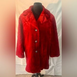 Dennis Brasso Red faux fur coat